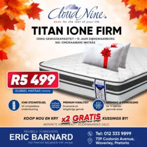 CLOUD NINE TITAN IONE FIRM MATTRESS 137CM STDL (PROMO)