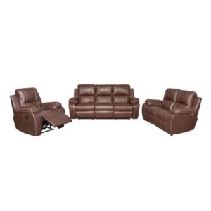 LOUNGE SUITE LYLA 5PCE 3ACTION – LEATHER TOBACCO BROWN